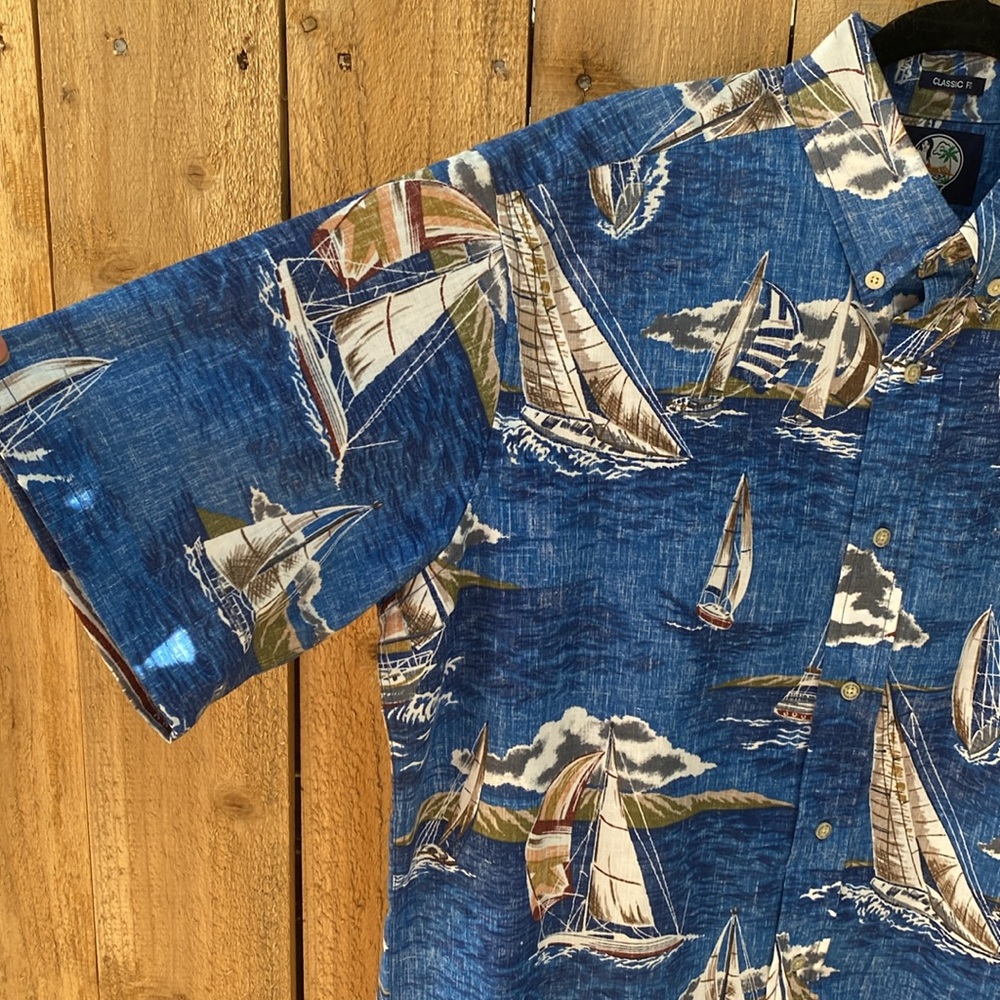 NWOT Mens Reyn Spooner Large Yachting Sailboat Hawaiian Aloha Shirt Classic Fit - Picture 4 of 8